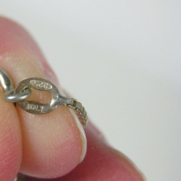 Italian Sterling Silver 925 Hand Painted Ceramic Pendant Necklace 19 in Chain - Picture 4 of 10